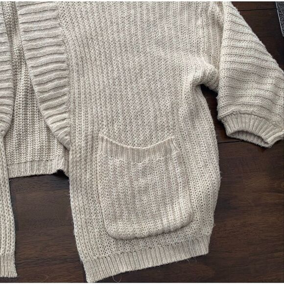 Urban Outfitters Slouchy Oversized tan Cocoon Open Cardigan SWEATER sz S - Picture 3 of 7